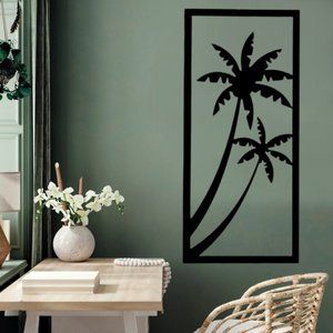 Metal Palm Tree Wall Decor, 24 x 12, BLK